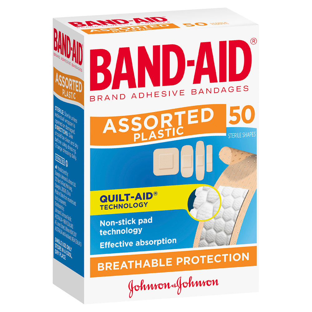 Band Aid Assorted Shapes Strips 50