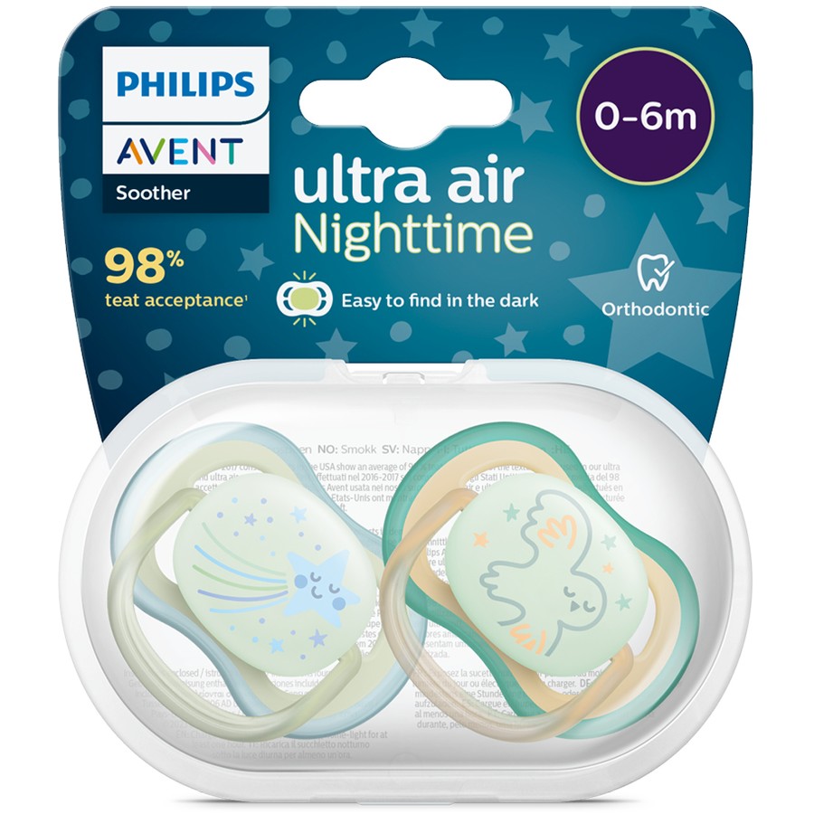 Avent Ultra Air Night Soother 0-6 Months Twin Pack
