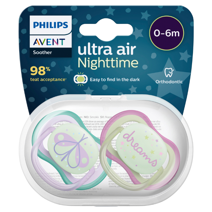 Avent Ultra Air Night Soother 0-6 Months Twin Pack