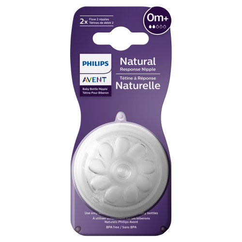 Avent Natural Response Teat 0M+ Flow 2 - 2 Pack