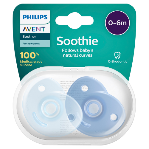 Avent Soothie 0-6 Months Blue - 2 Pack