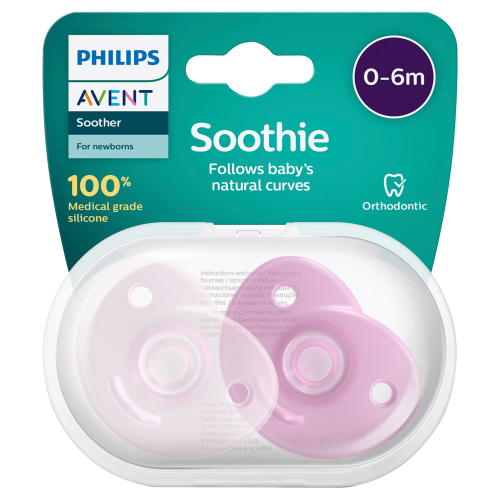 Avent Soothie 0-6 Months Pink - 2 Pack