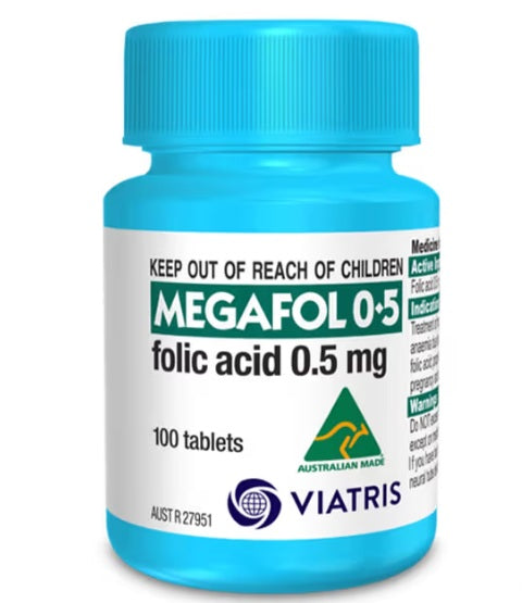 Megafol Folic Acid 0.5mg Tablets 100