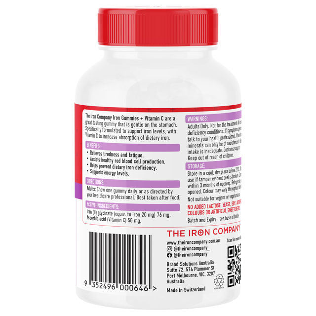 The Iron Company Iron Gummies + Vitamin C Natural Orange Flavour 30