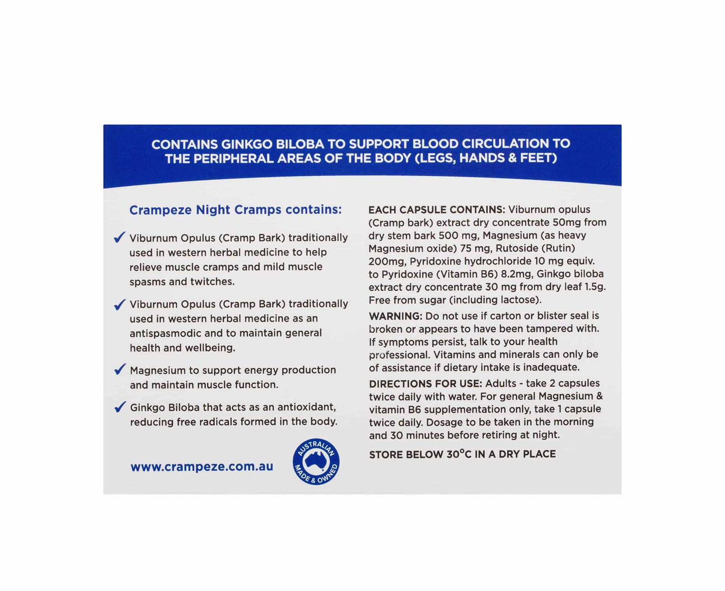 Crampeze Night Cramps Capsules 30