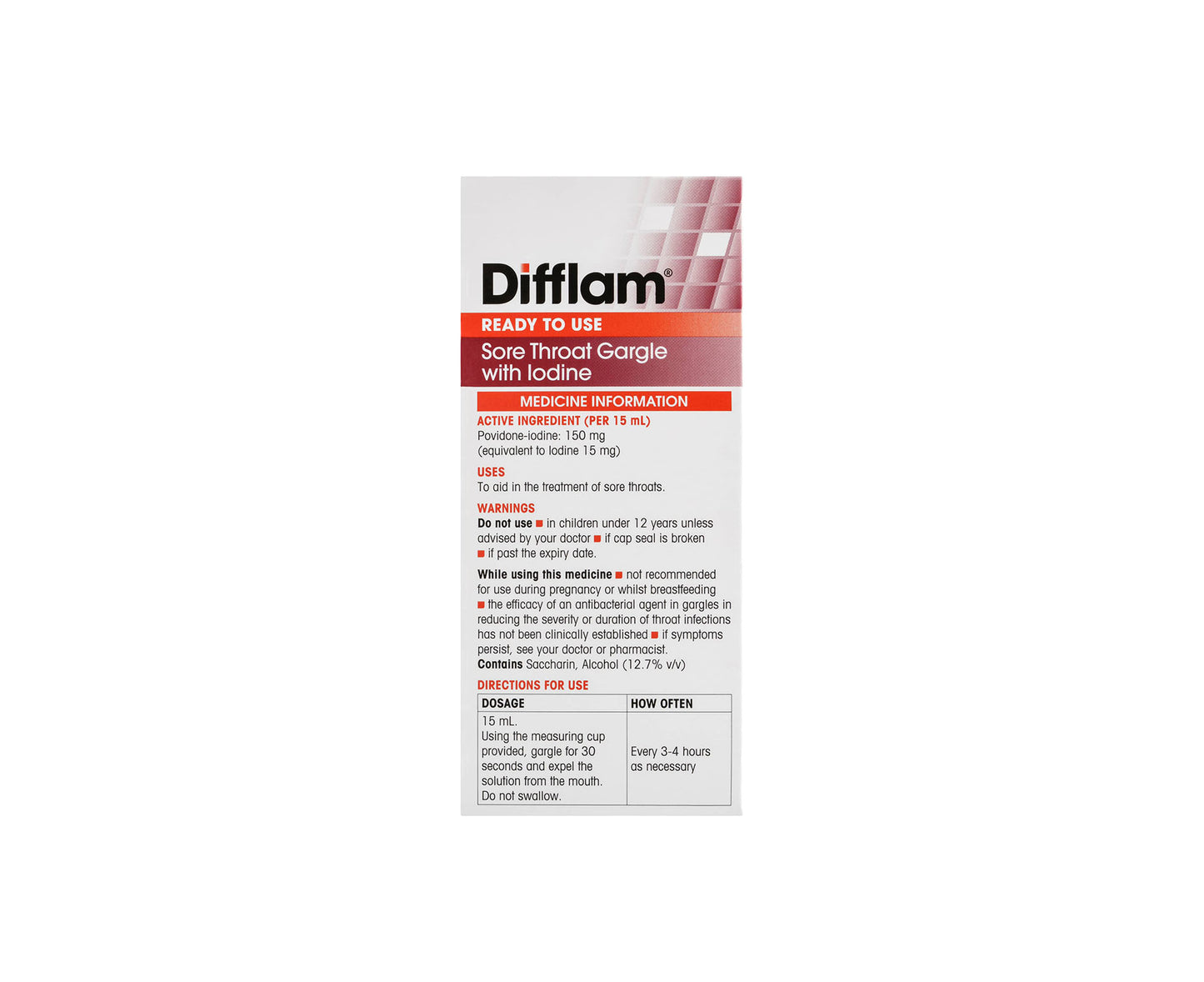 Difflam Ready to Use Iodine Gargle 200mL