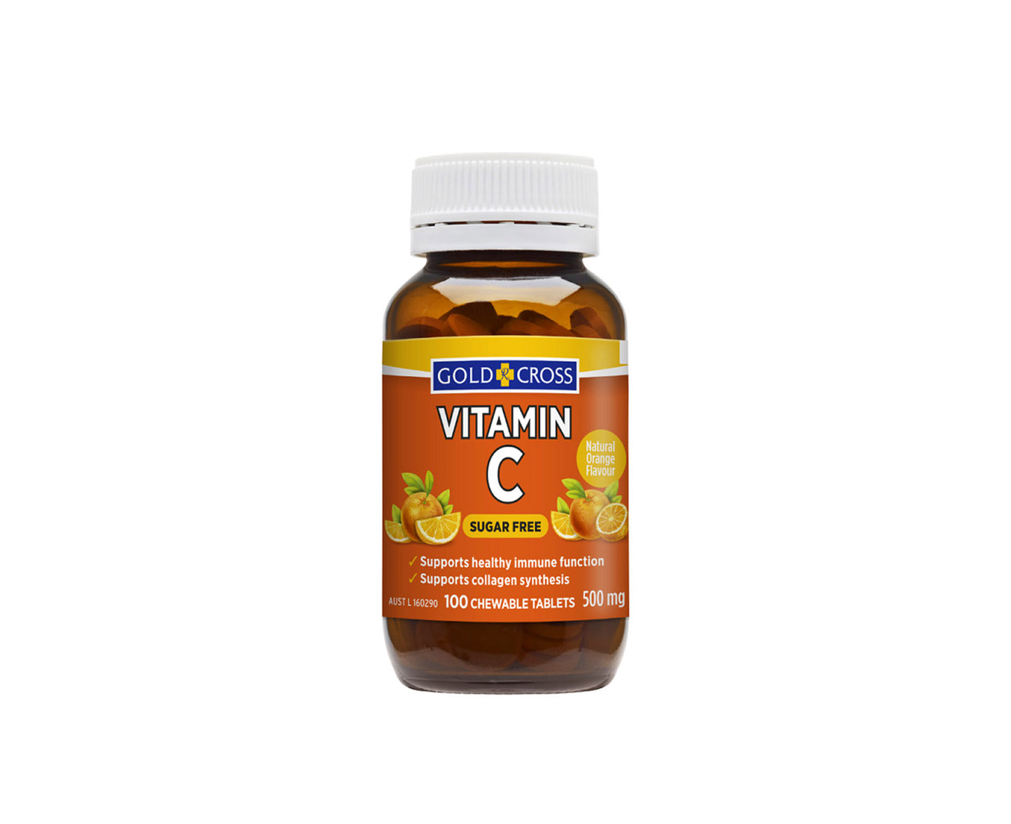 Gold Cross Vitamin C 100 Sugarless Chewable Tablets 500mg