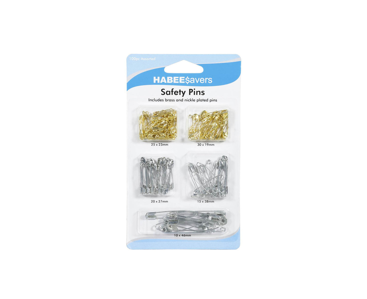 Habee Savers Safety Pins Assorted 100 Pack