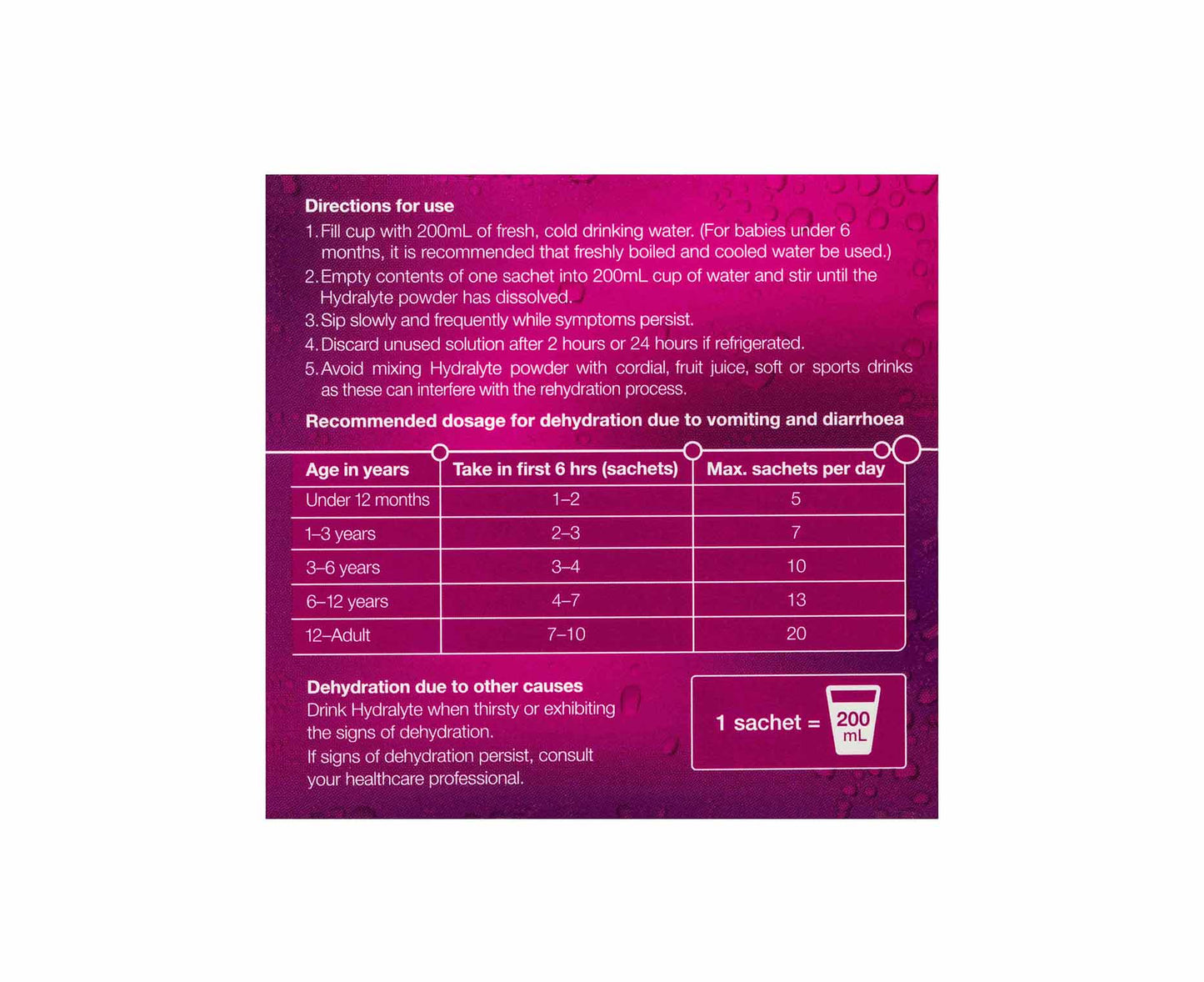 Hydralyte Electrolyte Powder Sachet Apple Blackcurrant 5g x10