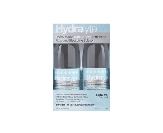 Hydralyte Electrolyte Liquid Lemonade 250mL x4\