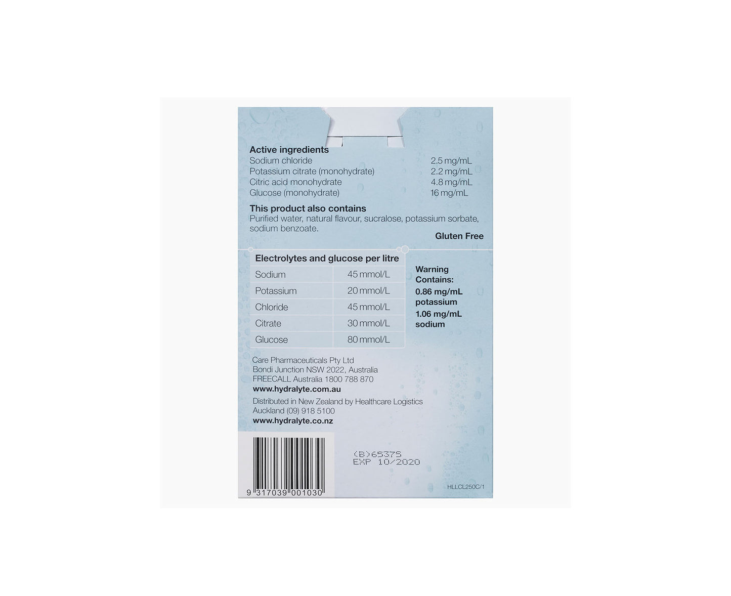 Hydralyte Electrolyte Liquid Lemonade 250mL x4