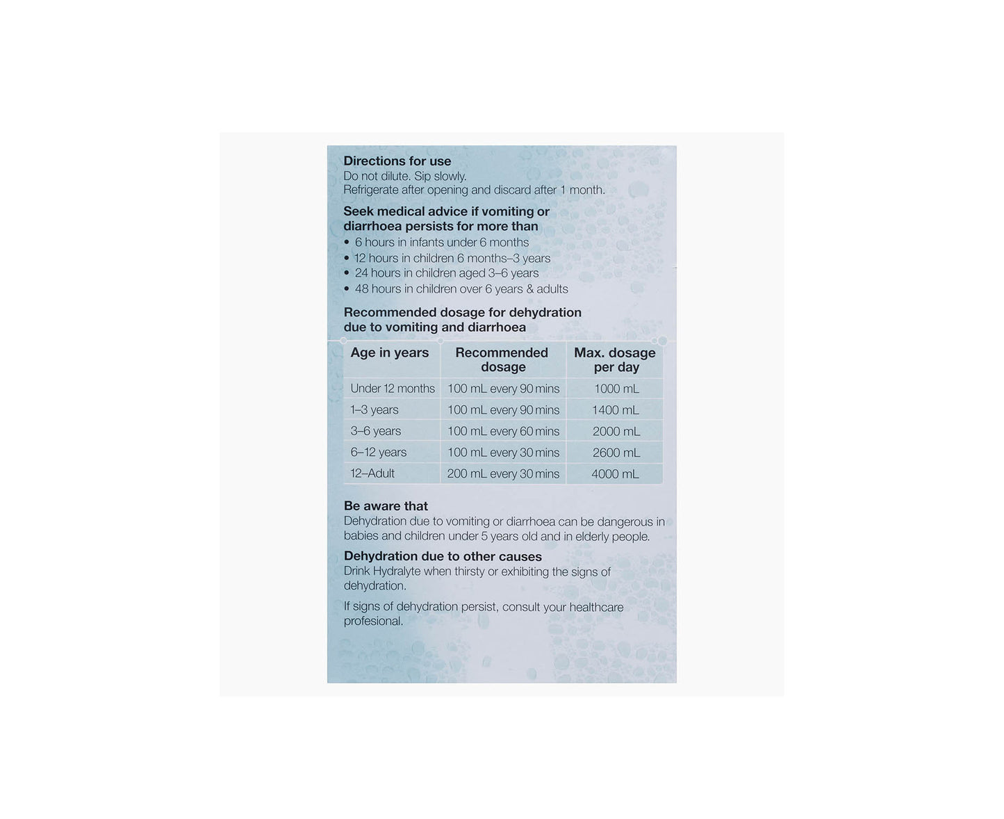 Hydralyte Electrolyte Liquid Lemonade 250mL x4