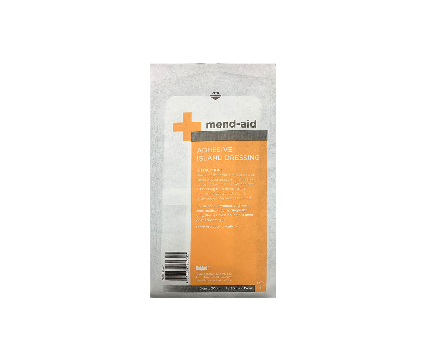 BeMed Mend-aid Adhesive Island Dressing Flesh 10cm x 20cm 25 Pieces