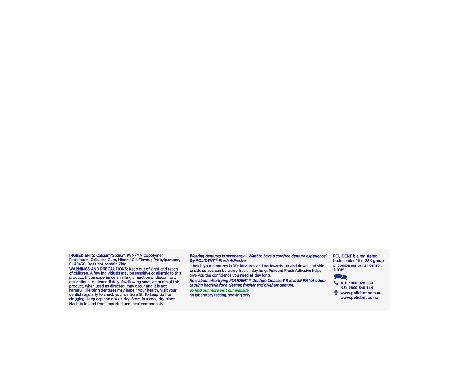 Polident Denture Adhesive Cream Mint 60g