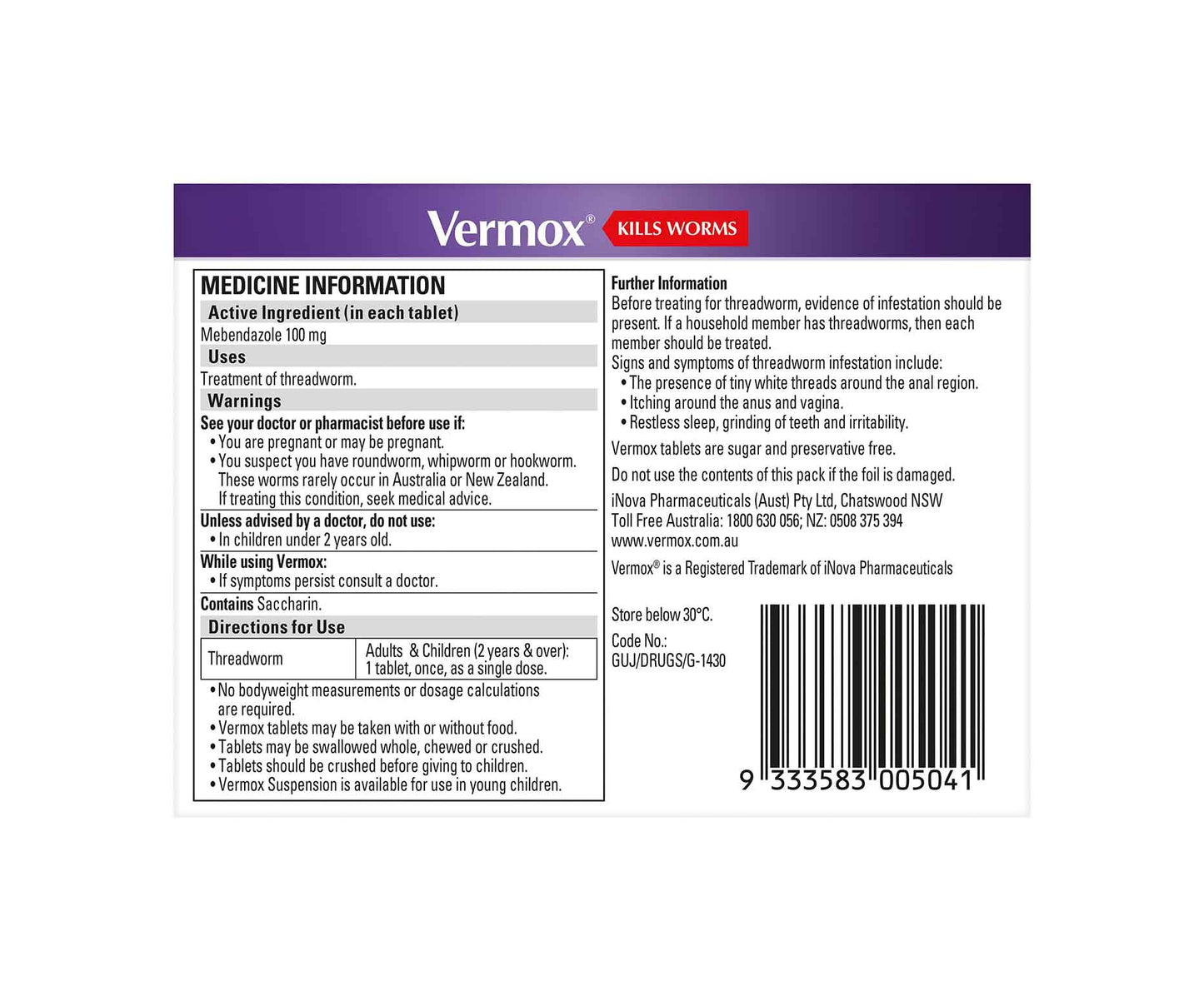 Vermox Tablets 2