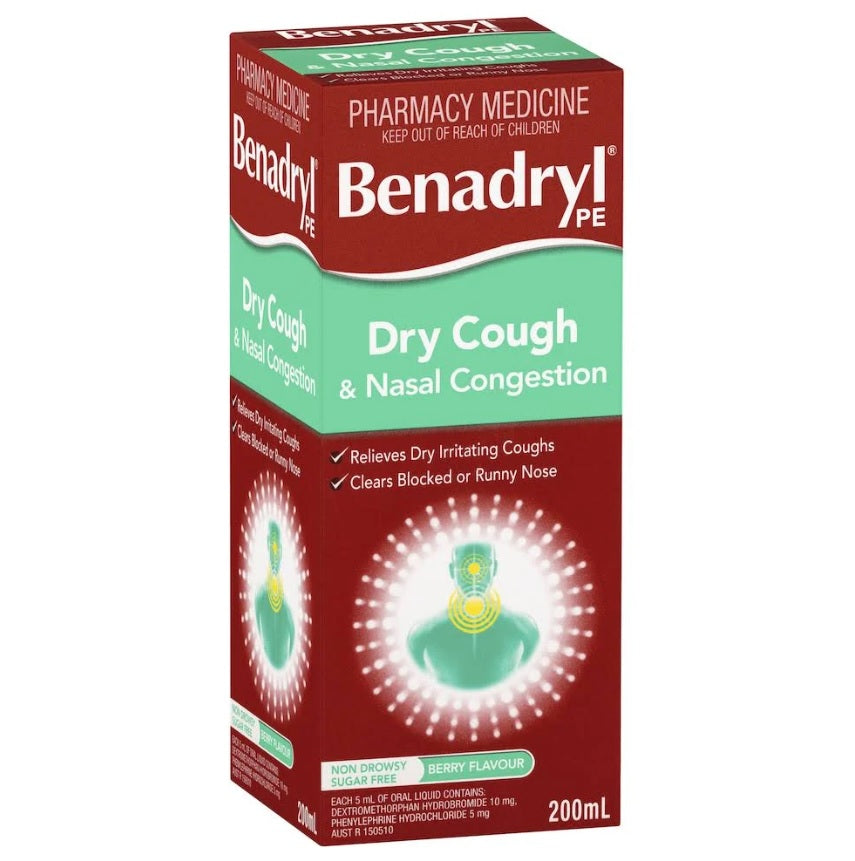 Benadryl PE Dry Cough & Nasal Congestion 200mL