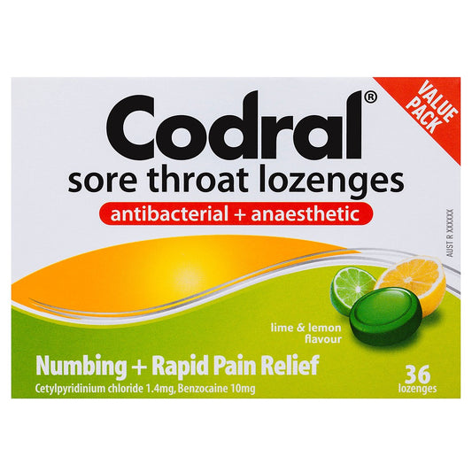 Codral Sore Throat Lozenges Lime & Lemon 36