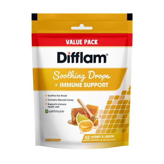 Difflam Immune Support Soothing Drops Honey & Lemon 42