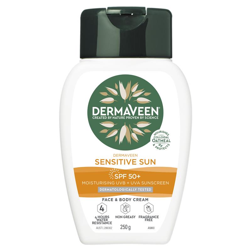 DermaVeen Sensitive Sun Face & Body Cream SPF50+ 250g