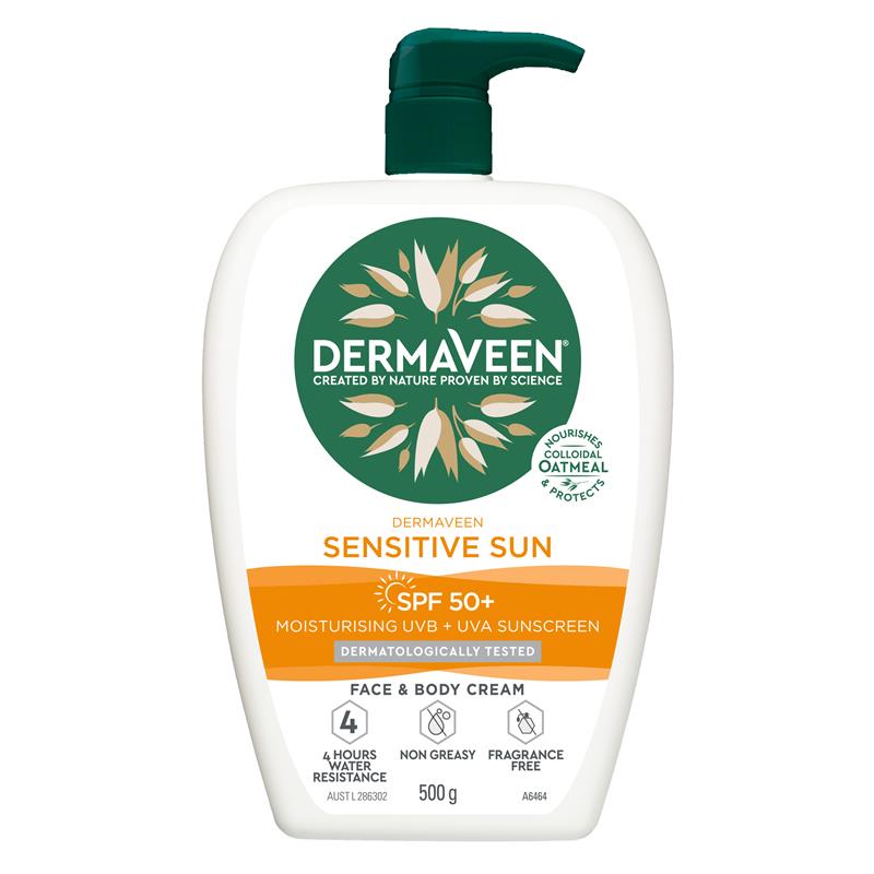 DermaVeen Sensitive Sun Face & Body Cream SPF50+ 500g