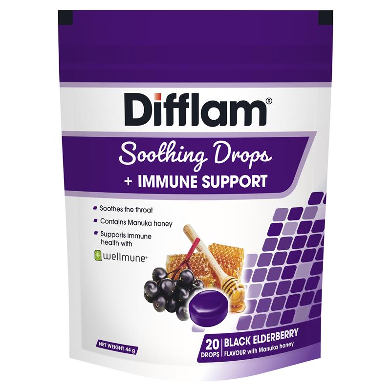 Difflam Immune Support Soothing Drops Elderberry 20