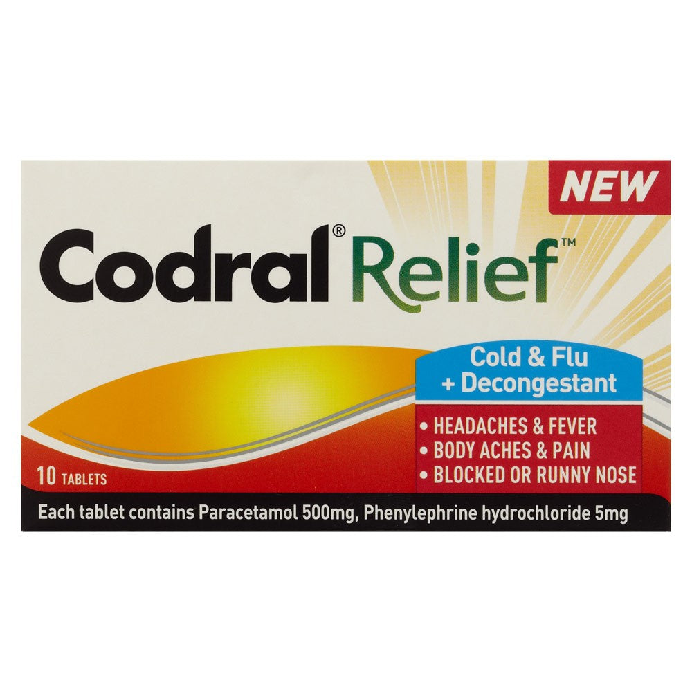 Codral Relief Cold & Flu with Decongestant Tablets 10