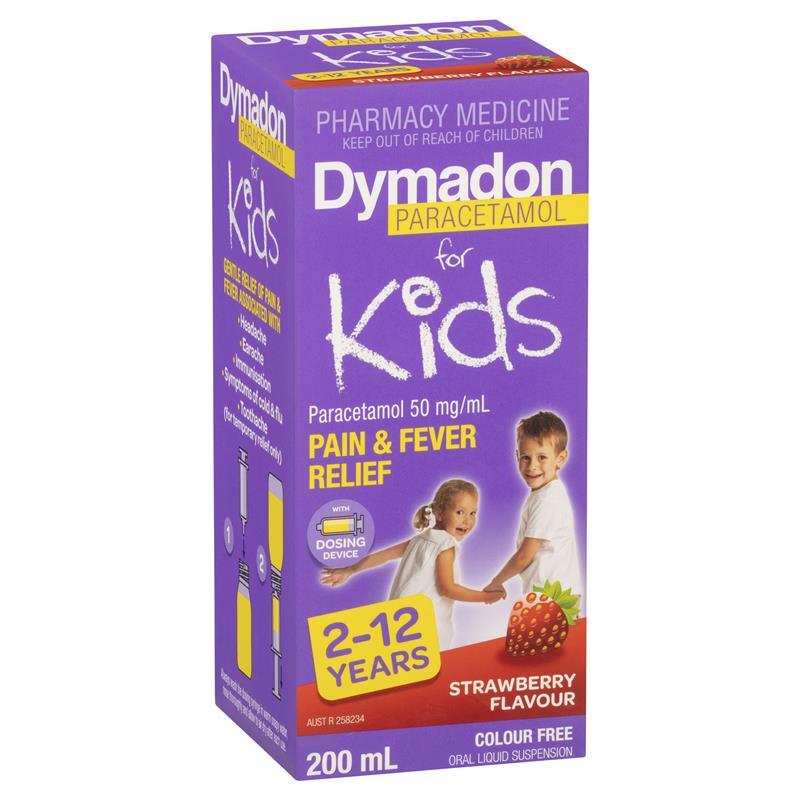 Dymadon Kids 2-12 Years Suspension Strawberry 200mL