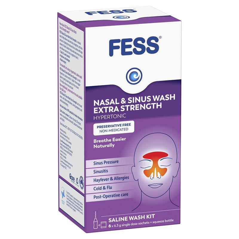 Fess Nasal & Sinus Wash Extra Strength Hypertonic Wash Kit