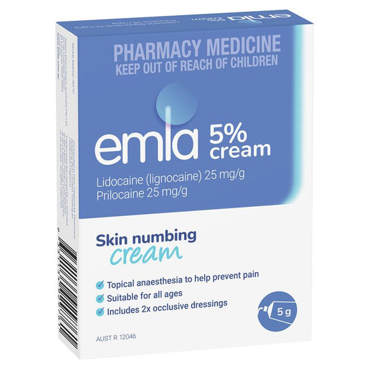 Emla Cream 5% 5g with 2 Dressings
