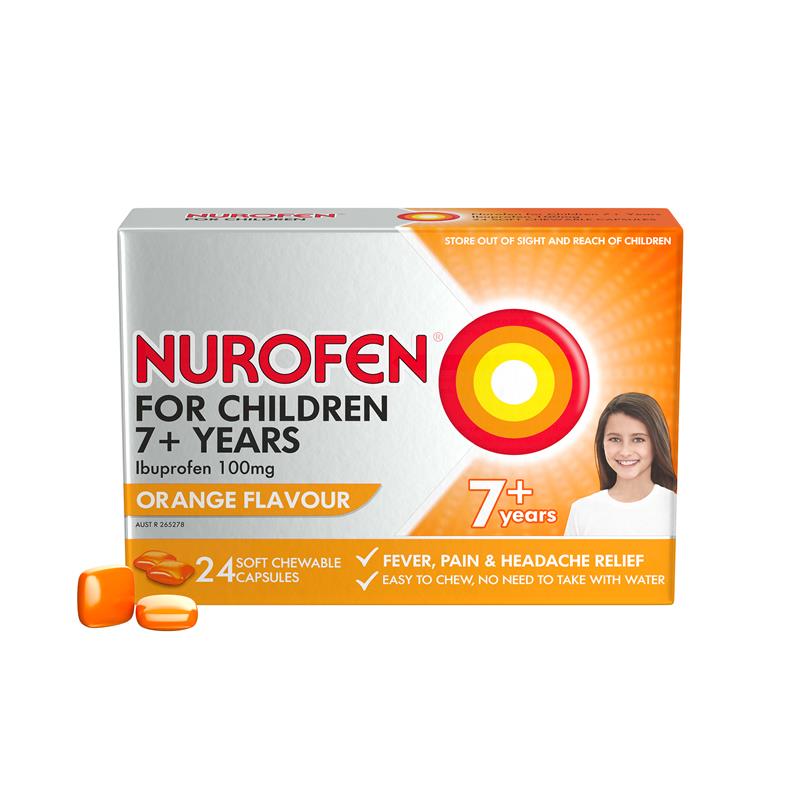 Nurofen 100mg 7+ Years Orange Chewable Capsules 24