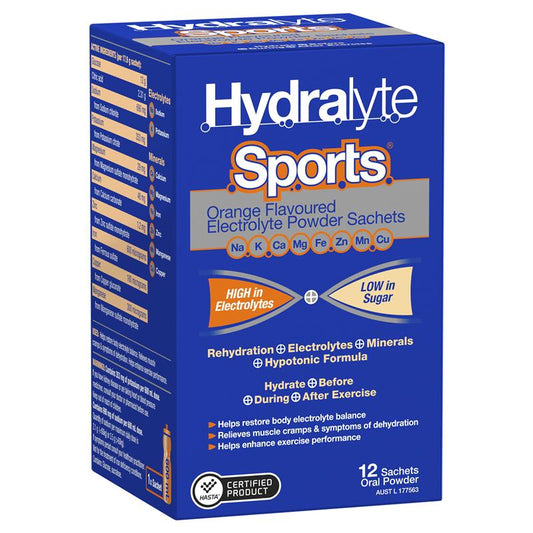 Hydralyte Sports Effervescent Electrolyte Sachet Orange 17.9g x 12