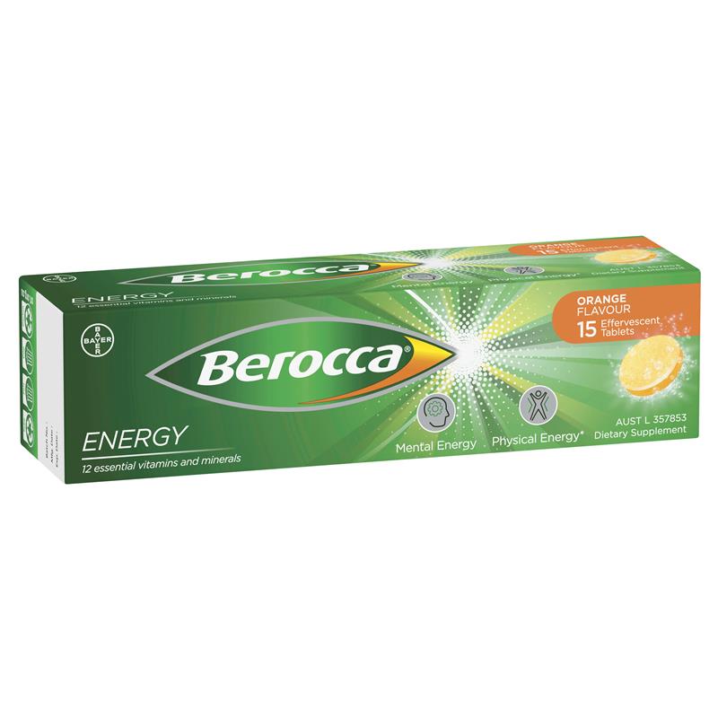 Berocca Energy Effervescent Tablets Orange 15