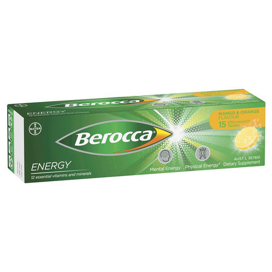 Berocca EnergyEffervesent Tablets Orange & Mango 15