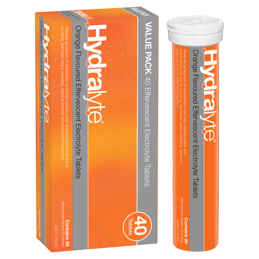 Hydralyte Effervescent Electrolyte Tablets Orange 40