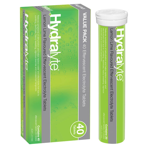 Hydralyte Effervescent Electrolyte Tablets Lemon Lime 40