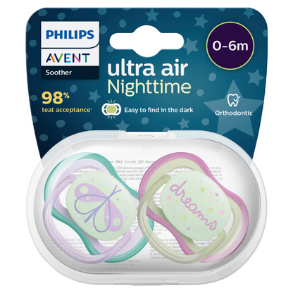 Avent Ultra Air Night Soother 0-6 Months Twin Pack