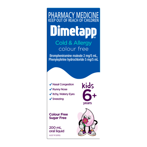 Dimetapp Kids 6 years & Over Cold & Allergy Colour Free Oral Liquid 200mL