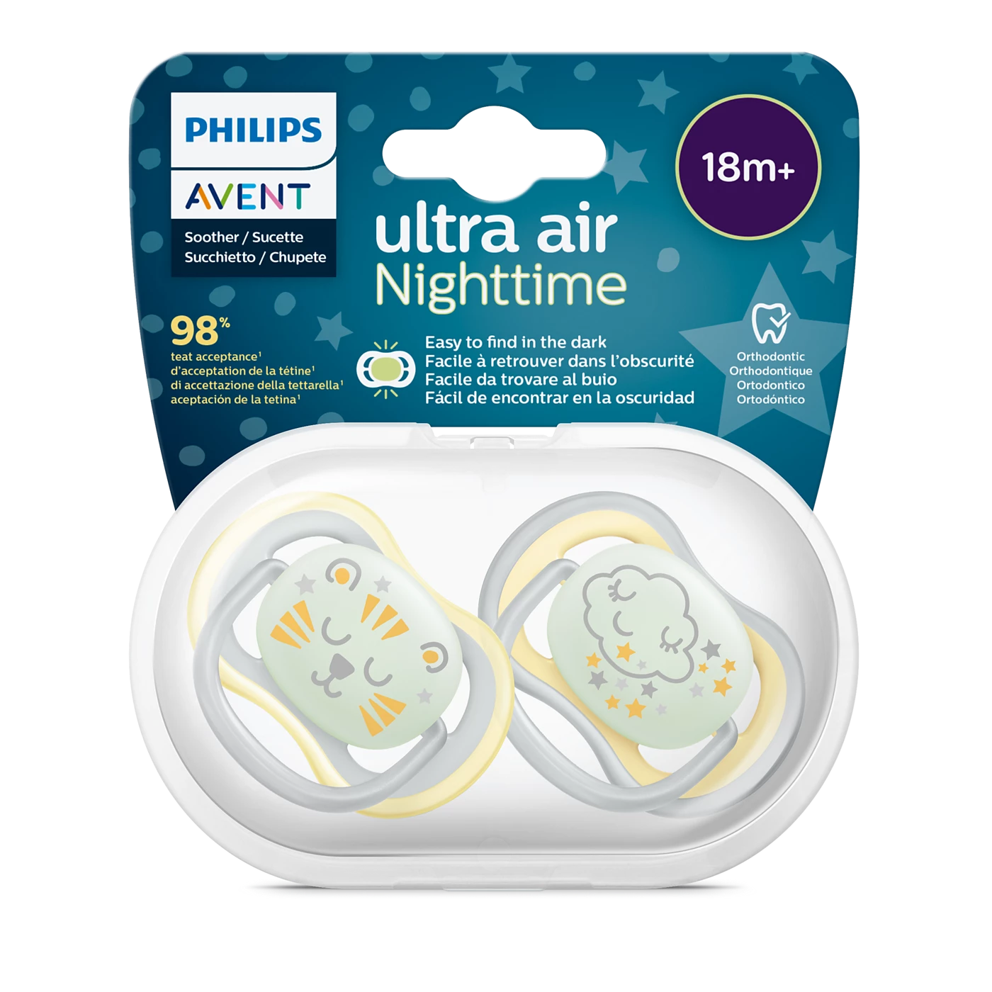 Avent Ultra Air Night Soother 18M+ 2 Pack