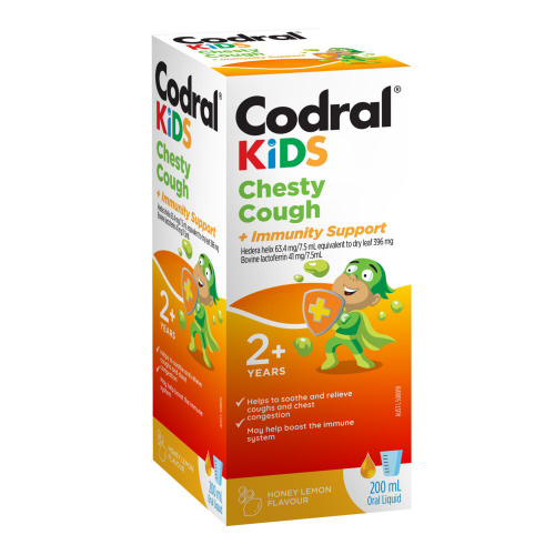 CODRAL® Kids Chesty Cough + Immunity Support Honey Lemon Flavour 200mL