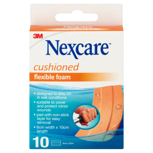 Nexcare Cushion Flex Foam 6cm x 10cm 10 Pack