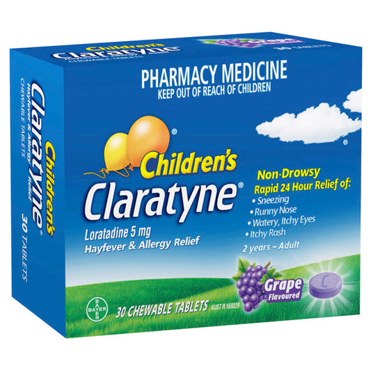 Claratyne Kids Chewable Tablets Grape 30