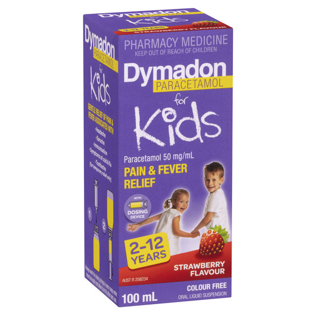 Dymadon Kids 2-12 Years Suspension Strawberry 100mL