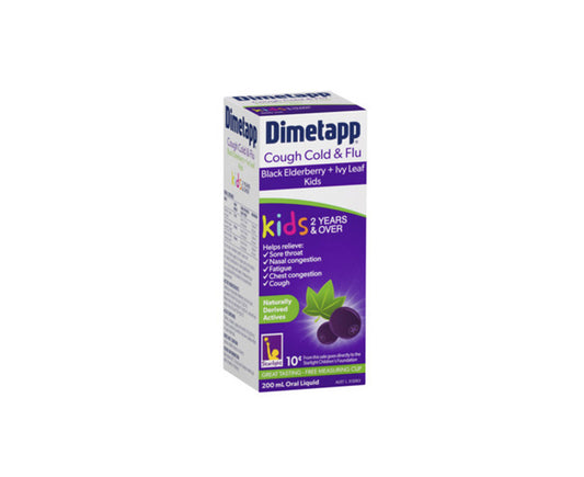 Dimetapp Cough Cold & Flu Kids 2yrs+ Black Elderberry & Ivy Leaf Syrup 200mL