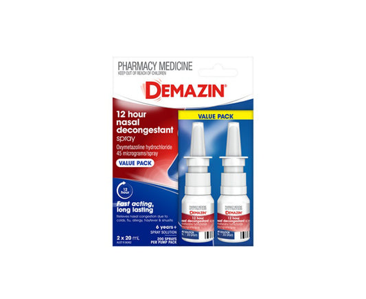 Demazin 12 hour Nasal Decongestant Spray Valued Pack 2x20mL