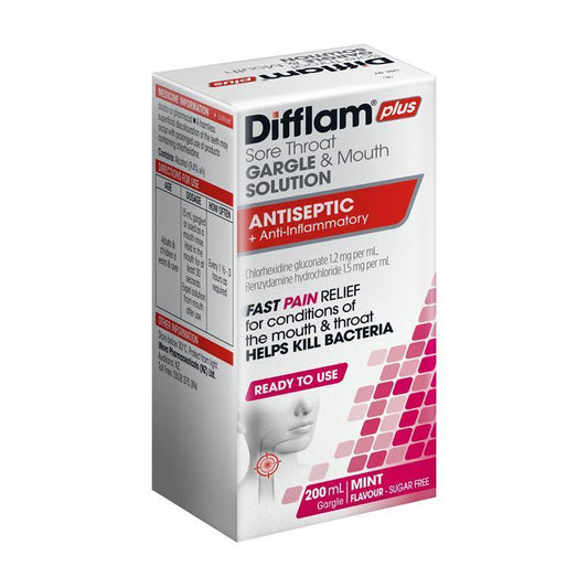 Difflam Plus Sore Throat & Mouth Solution Mint 200mL