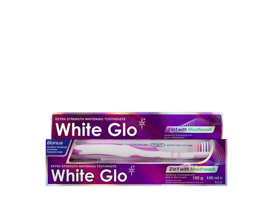 White Glo Toothpaste 2 in 1 with Mouthwash 150g