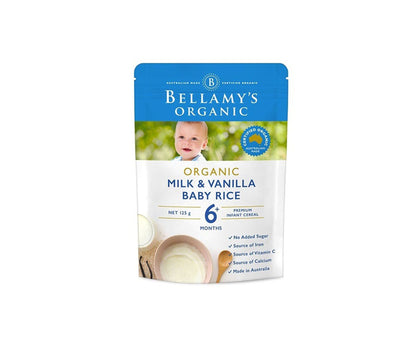 Bellamy's Organic Milk & Vanilla Baby Rice 125g