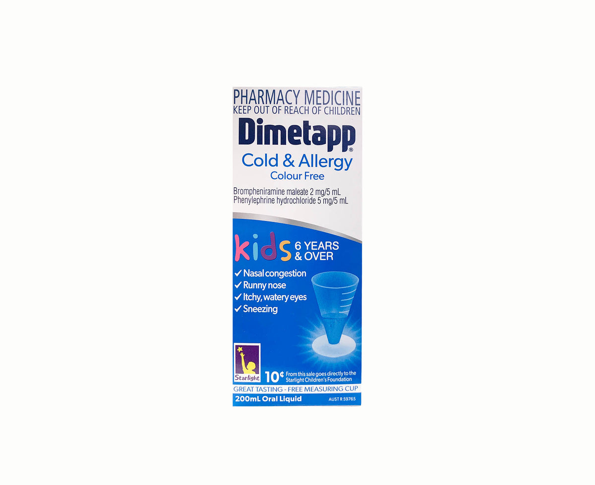 Dimetapp Rash Dimetapp Kids 6 years & Over Cold & Allergy Colour Free Oral Liquid 20