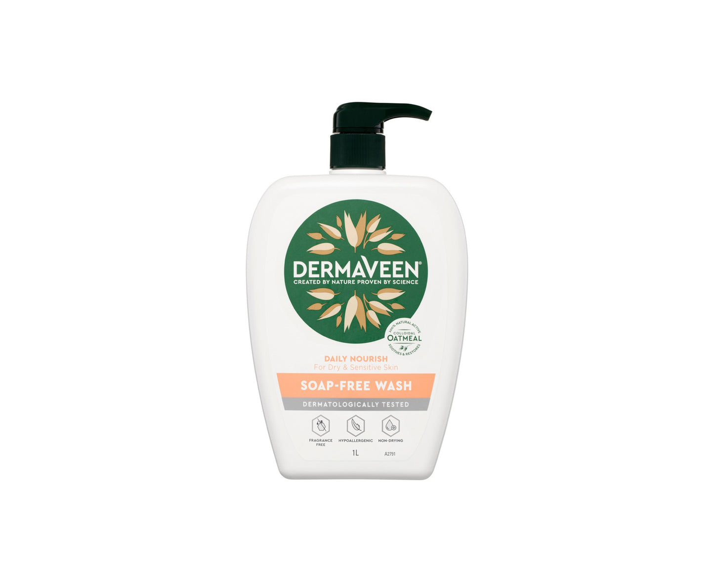 DermaVeen Daily Nourish Soap-Free Wash for Dry & Sensitive Skin 1L