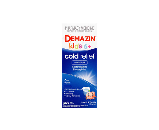 Demazin Kids 6+ Cold Relief Blue Syrup 200mL
